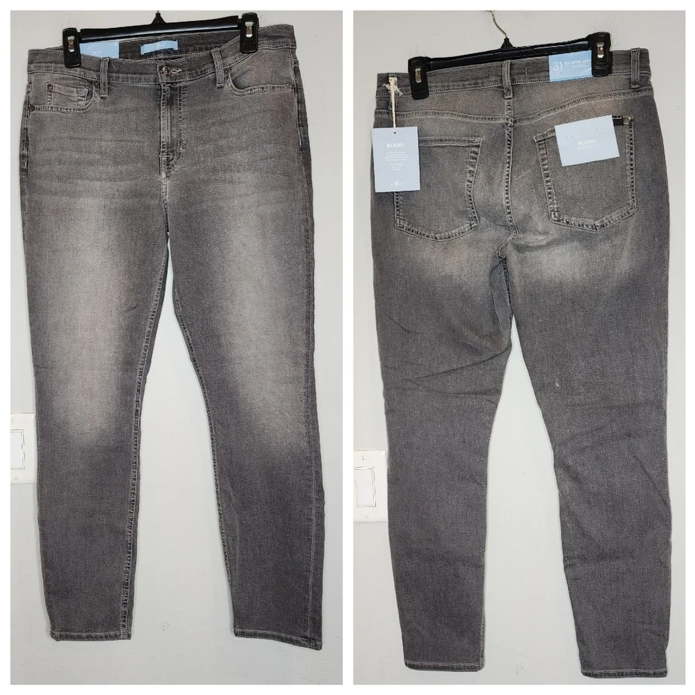 NWT 7 For All Mankind B(air) Denim Grey Ankle Skinny Jeans Women's Size 31 (12)